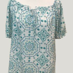 The Loft Off the Shoulder Blue/Turquoise Shirt M